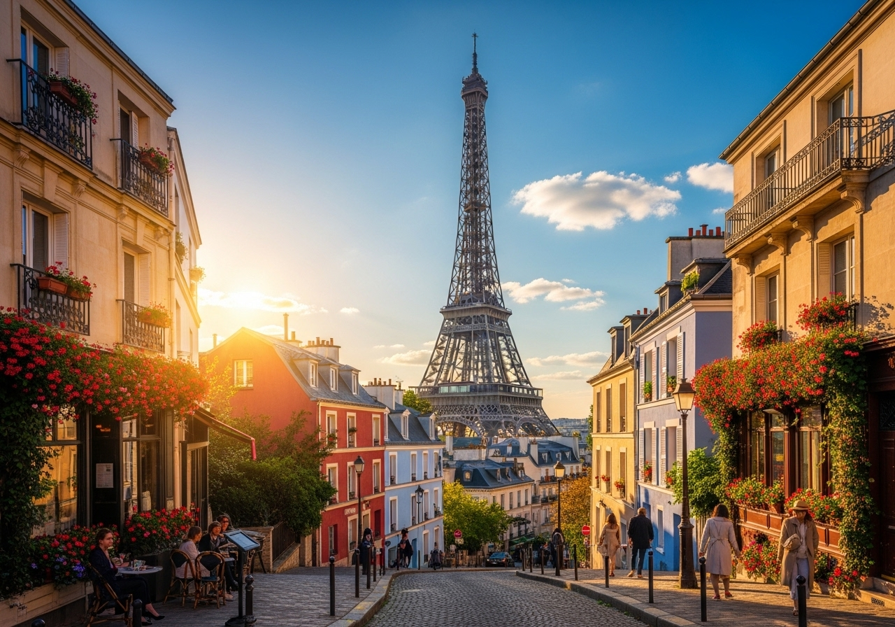 Beautiful France - Eiffel Tower and Parisian streets